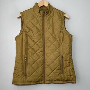 Relativity Vest Size Petite Medium Sleeveless Gold Quilted Gilet Equestrian Prep